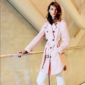 NWOT MICHAEL Michael Kors Belted Trench Coat w/ Removable Hood in Blush Pink XS